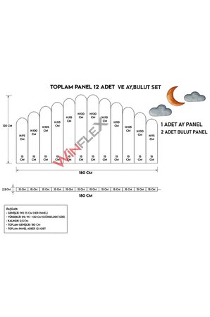WİNFLEX YATAK  BAŞLIK  AY VE BULUT SET  DEKORASYON PANEL 180CM-FUŞYA