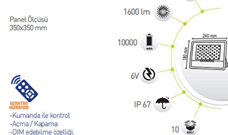 100 W SOLAR PROJEKTÖR GÜNEŞ PANELLİ - 3146