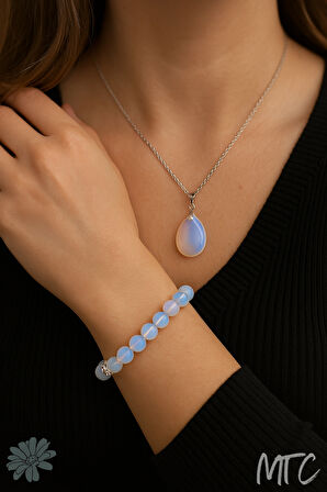 🌙 Ay Taşı (Moonstone) Doğal Taş Bileklik & Kolye(Huzur taşı)