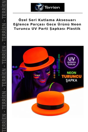 Özel Seri Kutlama Aksesuarı Eğlence Parçası Gece Ürünü Neon Turuncu UV Parti Şapkası Plastik