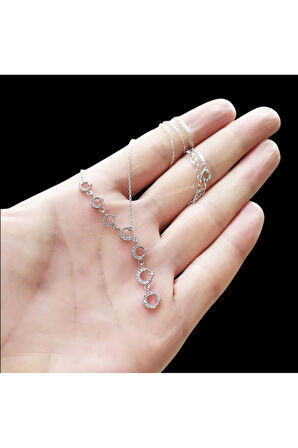 Modahilye 925 Ayar Gümüş Sıralı Ayyıldız Kolye