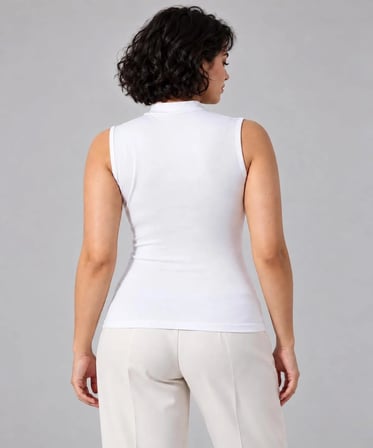 DİES KADIN KOLSUZ YARIM BALIKCI LİKRALI SIFIR KOL BOGAZLI BADİ - BODY TSHIRT