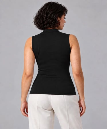 DİES KADIN KOLSUZ YARIM BALIKCI LİKRALI SIFIR KOL BOGAZLI BADİ - BODY TSHIRT