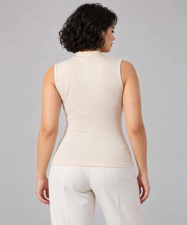DİES KADIN KOLSUZ YARIM BALIKCI LİKRALI SIFIR KOL BOGAZLI BADİ - BODY TSHIRT