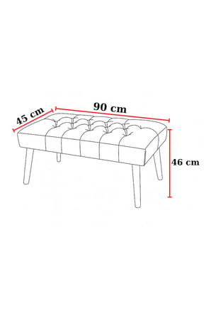 Azra Mobilya Koyu Gri Keten Kumaş Yatak Ucu Pufu 90x45x46 cm Ahşap Ayaklı