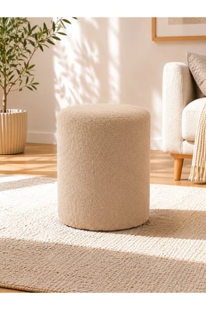 Azra Mobilya Cappucino Welsoft Kumaş Puf 40x50 cm Oturma Pufu Ayak Uzatma Pufu Dekoratif Yardımcı Mobilya Ahşap İskelet