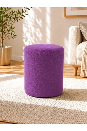 Azra Mobilya Lila Welsoft Kumaş Puf 40x50 cm Silindir Oturma Pufu