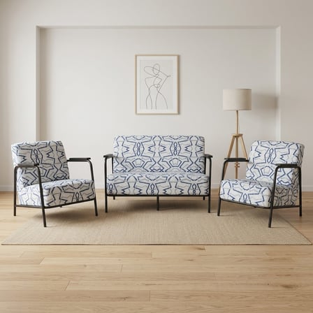 Atlas 2+1+1 Soft Kumaş Metal Koltuk Takımı – Balkon Ofis Bekleme ve Çay Seti