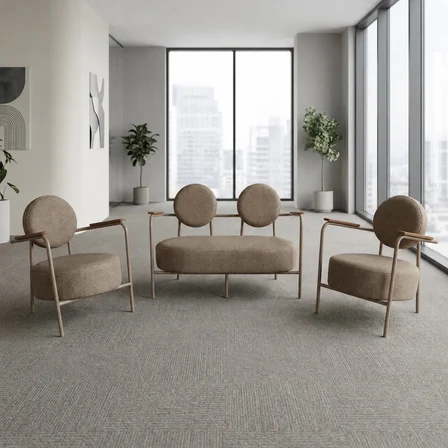 Venüs 2+1+1 Soft Kumaş Ofis & Büro İş Yeri Bekleme Koltuğu Takımı – Cappuccino Metal İskelet - Cappu