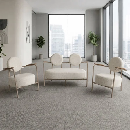 Venüs 2+1+1 Soft Kumaş Ofis & Büro İş Yeri Bekleme Koltuğu Takımı – Cappuccino Metal İskelet - Kırık