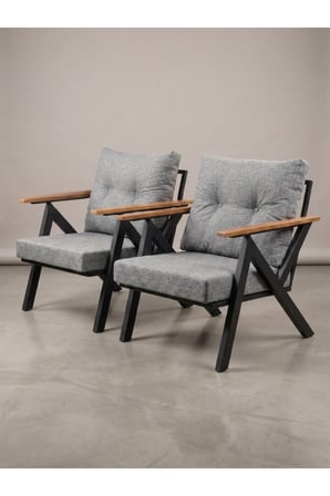 Azra Mobilya Venedik Berjer Koltuk Gri Keten Dokulu Metal İskeletli 66x77x85 cm