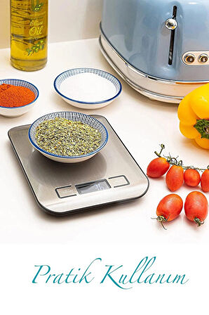 Dijital Hassas Tartı Paslanmaz Yüzeyli Mutfak Terazisi 10 kg/1 gr Hassasiyet