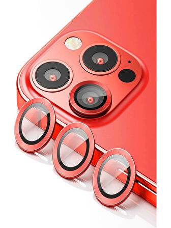 İphone 12 Pro Max Kırmızı Uyumlu Kamera Lens Koruyucu Cam