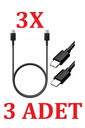 Samsung (EP-DN980) Usb-C To Usb-C (5A) 45W Hızlı Şarj ve Data Kablosu 1 Metre Siyah 3 Adet