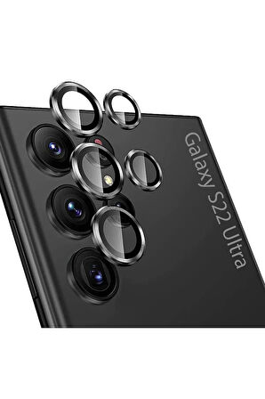 Samsung S22 Ultra Uyumlu Siyah Kamera Lens Koruyucu Cam