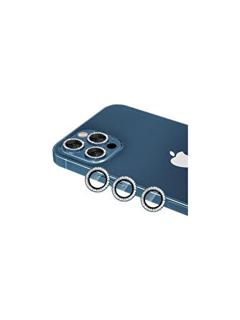 İphone 11 Pro-11 Pro Max- 12 Pro Mavi Taşlı Lens Koruyucu Cam