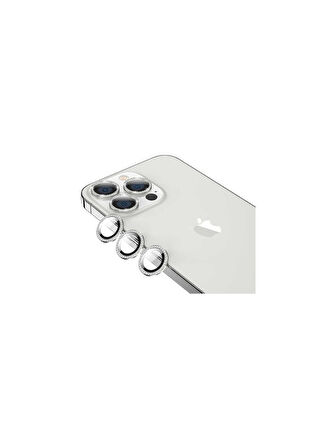 İphone 13 Pro-13 Pro Max Silver Taşlı Kamera Lens Koruyucu Cam