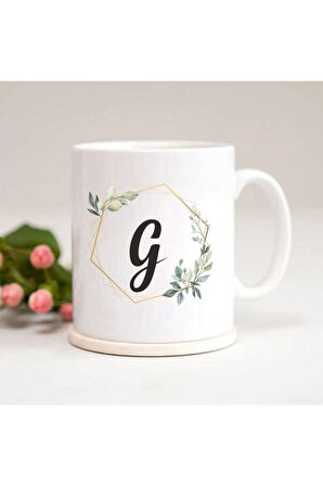 G Harfli Çerçeveli Baskılı Kupa Bardak