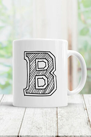 B Harfi Baskılı Kupa Bardak