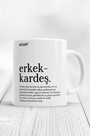 Erkek Kardeş Açıklamalı Baskılı Kupa Bardak