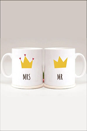 Çiftlere Özel Mrs&mr - Kral - Kraliçe Baskılı 2'li Kupa Set