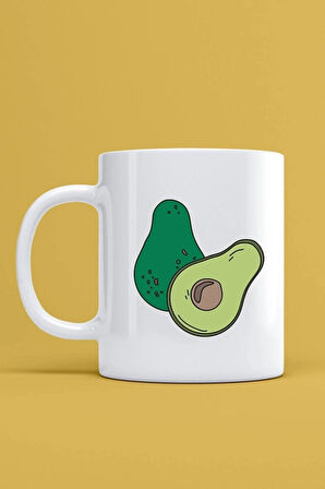 Avokado Baskılı Kupa Bardak - Baskılı Bardak -kahve Bardağı