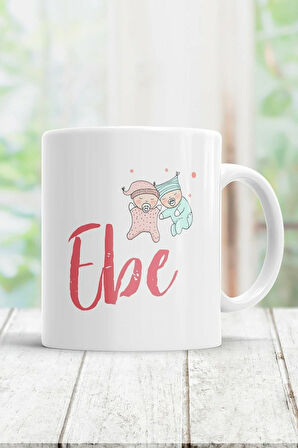 Beyaz Ebe Baskılı Kupa