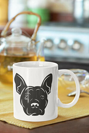 Köpek Silüet Baskılı Porselen Kupa Bardak