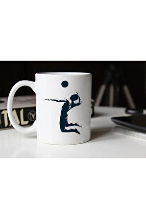 Voleybolcu Temalı Beyaz Porselen Kupa Tfspr-14