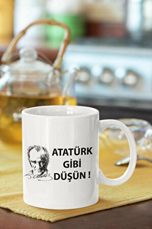Atatürk Gibi Düşün Baskılı Porselen Kupa Bardak