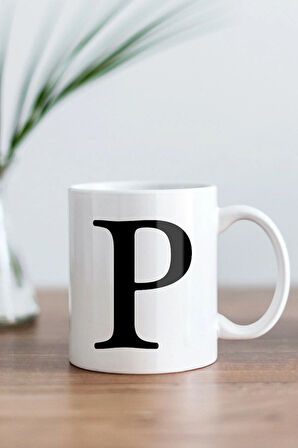 P Harfi Baskılı Kupa Bardak