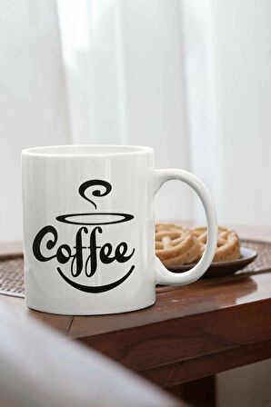 Coffee Baskılı Porselen Kupa Bardak
