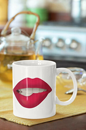 Dudak Baskılı Porselen Kupa Bardak