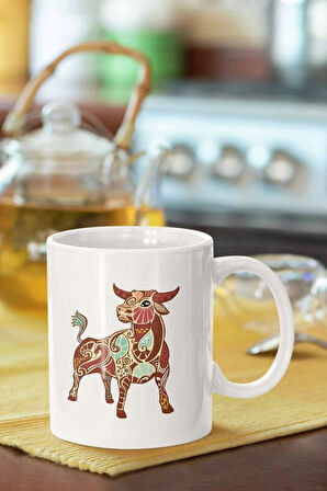 Boğa Burcu Baskılı Porselen Kupa