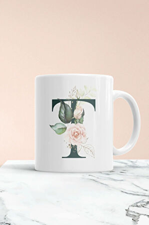 T Harf Baskılı Kupa Bardak