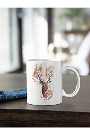 Doğa Serisi 5 Vahşi Hayat Geyik Baskılı Kupa