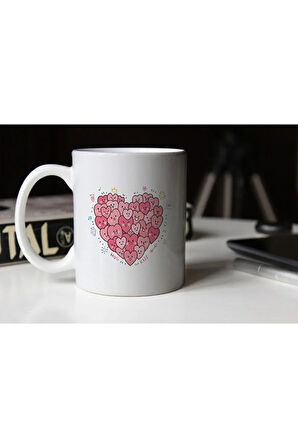 Emoji Kalp Temalı Beyaz Kupa Tfc-15