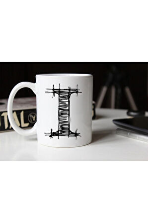 Özel Çizim I Harfli Porselen Kupa Tfshr-10