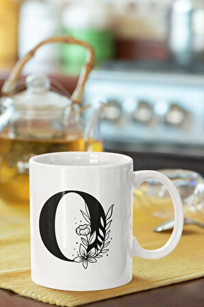 O Harfi Baskılı Porselen Kupa Bardak