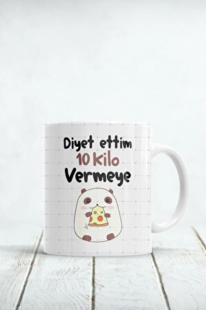 Diyet Ettim 10 Kilo Vermeye Baskılı Kupa Bardak