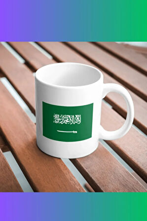 Suudi Arabistan Bayrağı Temalı Porselen Kupa