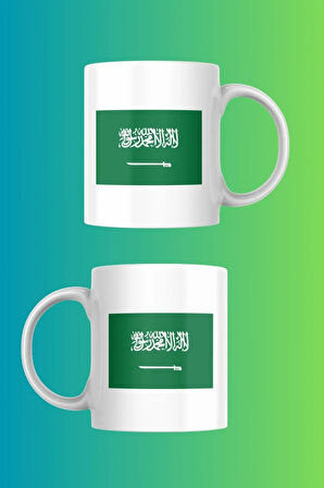 Suudi Arabistan Bayrağı Temalı Porselen Kupa
