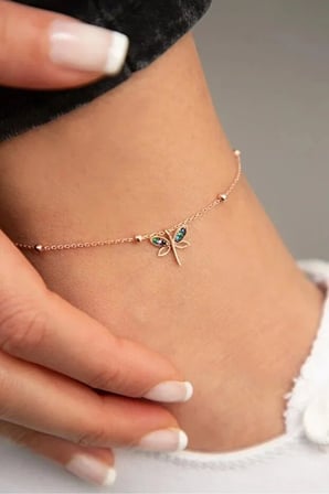 925 Ayar Gümüş Patentli Dorica Toplu Yusufçuk Halhal.rose.gold.rodaj
