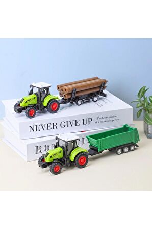 Eğitici Araçlar Römörklu Traktör Çiftlik Oyun Araç Setleri 4'Lü Oyuncak