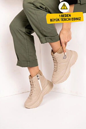 Abra Süper Hafif Ortopedik Yün Astarlı Kadın Spor Bot - Bej