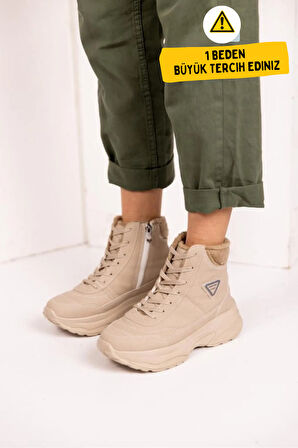 Abra Süper Hafif Ortopedik Yün Astarlı Kadın Spor Bot - Bej