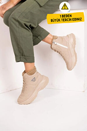 Abra Süper Hafif Ortopedik Yün Astarlı Kadın Spor Bot - Bej