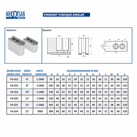 Mertsan Standart Yumuşak Ayak 21 Inch - 3X60 mm Hatve Ölçüsü, 3 Adetlik Paket