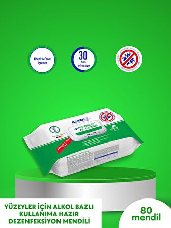 ACTOSEPT® AF 1 litre + ACTOSEPT® AF TÜCHER 80 mendil  | Alkollü Yüzey Dezenfektanı ve Mendil