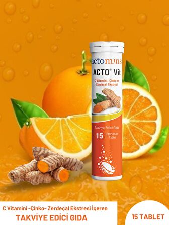ACTO® Vit C Vitamini 15 Efervesan Tablet | Vitamin C, Çinko ve Zerdeçal İçeren Takviye Edici Gıda
